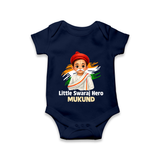 Little Swaraj Hero Personalized Baby Romper - NAVY BLUE - New Born (Chest 14")