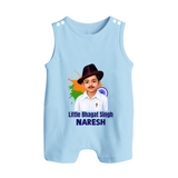 Little Bhagat Singh personalized Button Romper - BABY BLUE - New Born (Chest 18")