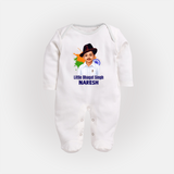 Little Bhagat Singh personalized Fullbody suit - WHITE - New Born (Chest 7.5")
