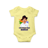 Little Bhagat Singh personalized Baby Romper - PASTEL YELLOW - New Born (Chest 14")
