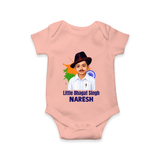Little Bhagat Singh personalized Baby Romper - PEACH - New Born (Chest 14")