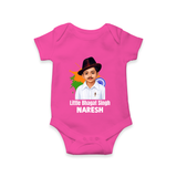 Little Bhagat Singh personalized Baby Romper - HOT PINK - New Born (Chest 14")