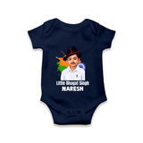 Little Bhagat Singh personalized Baby Romper - NAVY BLUE - New Born (Chest 14")