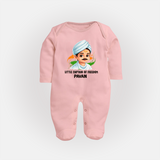 Little Captain of Freedom Personalized Fullbody suit - BABY PINK - New Born (Chest 7.5")