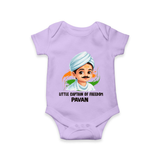 Little Captain of Freedom Personalized Baby Romper - LILAC - New Born (Chest 14")