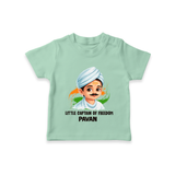 Little Captain of Freedom Personalized Kid T-shirt - MINT GREEN - 0-5 Months Old (Chest 17")