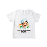 Little Captain of Freedom Personalized Kid T-shirt - WHITE - 0-5 Months Old (Chest 17")