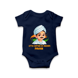 Little Captain of Freedom Personalized Baby Romper - NAVY BLUE - New Born (Chest 14")