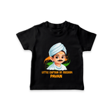 Little Captain of Freedom Personalized Kid T-shirt - BLACK - 0-5 Months Old (Chest 17")