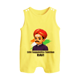 Little Kappalottiya Tamizhan Personalized Button Romper - PASTEL YELLOW - New Born (Chest 18")