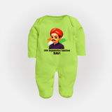 Little Kappalottiya Tamizhan Personalized Fullbody suit - LIME GREEN - New Born (Chest 7.5")