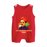Little Kappalottiya Tamizhan Personalized Button Romper - RED - New Born (Chest 18")