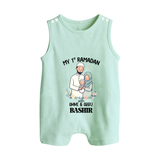 My First Ramadan Custom Name Kids Romper Suit - MINT GREEN - 0 - 5 Months Old (Chest 18")