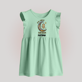 Personalised Ramadan Special Kids Baby Frock - MINT GREEN - 0 - 3 Months Old (Chest 17")