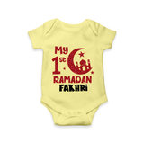 Custom Name My First Ramadan Baby & Kids Romper - PASTEL YELLOW - New Born (Chest 14")