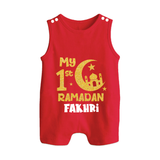 Custom Name My First Ramadan Baby & Kids Romper Suit - RED - 0 - 5 Months Old (Chest 18")