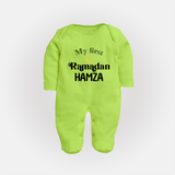 My First Ramadan Celebration Fullbody Suit for Kids - LIME GREEN - New Born (Chest 7.5")