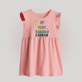 Custom Name My First Ramadan Kids Baby Frock - BABY PINK - 0 - 3 Months Old (Chest 17")