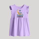 Custom Name My First Ramadan Kids Baby Frock - LILAC - 0 - 3 Months Old (Chest 17")