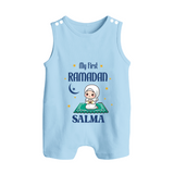 Ramadan Special Custom Name Kids Romper Suit girl version - BABY BLUE - 0 - 5 Months Old (Chest 18")