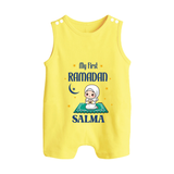 Ramadan Special Custom Name Kids Romper Suit girl version - PASTEL YELLOW - 0 - 5 Months Old (Chest 18")