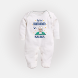 Ramadan Special Custom Name Kids Fullbody Suit girl version - WHITE - New Born (Chest 7.5")