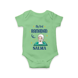 Ramadan Special Custom Name Kids Romper girl version - GREEN - New Born (Chest 14")