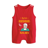 Ramadan Special Custom Name Kids Romper Suit girl version - RED - 0 - 5 Months Old (Chest 18")