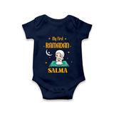 Ramadan Special Custom Name Kids Romper girl version - NAVY BLUE - New Born (Chest 14")