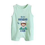 Ramadan Special Custom Name Kids Romper Suit boy version - MINT GREEN - 0 - 5 Months Old (Chest 18")
