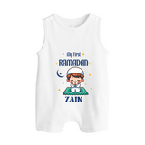 Ramadan Special Custom Name Kids Romper Suit boy version - WHITE - 0 - 5 Months Old (Chest 18")