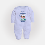 Ramadan Special Custom Name Kids Fullbody Suit boy version - BABY BLUE - New Born (Chest 7.5")