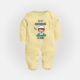 Ramadan Special Custom Name Kids Fullbody Suit boy version - PASTEL YELLOW - New Born (Chest 7.5")