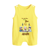 Personalised “I’m Here for Iftar” Kids Romper Suit with Name - PASTEL YELLOW - 0 - 5 Months Old (Chest 18")