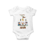 Personalised “I’m Here for Iftar” Kids Romper with Name - WHITE - New Born (Chest 14")