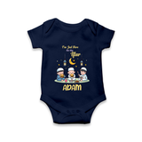 Personalised “I’m Here for Iftar” Kids Romper with Name - NAVY BLUE - New Born (Chest 14")