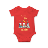 Personalised “I’m Here for Iftar” Kids Romper with Name - RED - New Born (Chest 14")