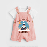 My First Day of Ramadan boy version Personalised Kids Dungaree - PEACH - 0 - 5 Months Old (Chest 18")