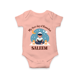 My First Day of Ramadan boy version Personalised Kids Romper - PEACH - New Born (Chest 14")