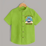 My First Day of Ramadan boy version Personalised Kids Shirt - LIME GREEN - 0 - 6 Months Old (Chest 23")