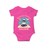 My First Day of Ramadan boy version Personalised Kids Romper - HOT PINK - New Born (Chest 14")