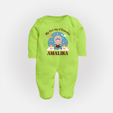 My First Day of Ramadan girl version Personalised Kids Fullbody Suit - LIME GREEN - New Born (Chest 7.5")