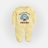 My First Day of Ramadan girl version Personalised Kids Fullbody Suit - PASTEL YELLOW - New Born (Chest 7.5")