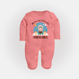 My First Day of Ramadan girl version Personalised Kids Fullbody Suit - PEACH - New Born (Chest 7.5")