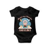 My First Day of Ramadan girl version Personalised Kids Romper - BLACK - New Born (Chest 14")