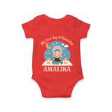My First Day of Ramadan girl version Personalised Kids Romper - RED - New Born (Chest 14")