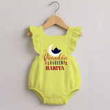 Ramadan Kareem Personalised Kids Romper Frock - PASTEL YELLOW - 0 - 3 Months Old (Chest 19")