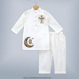 Luxury Ramadan Crescent Personalised Kids Kurta - WHITE - 3 - 6 Months Old (Chest 24", Kurta Length 14'', Waist 19", Pant Length 14")