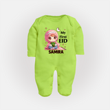 My First EID Girl version Custom Fullbody Suit - LIME GREEN - New Born (Chest 7.5")