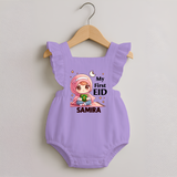 My First EID Girl version Custom Romper Frock - LILAC - 0 - 3 Months Old (Chest 19")